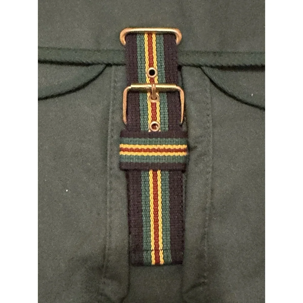 VTG Polo Ralph Lauren Green Hanging Garnet Bag Brown Stripe Logo 90s Canvas